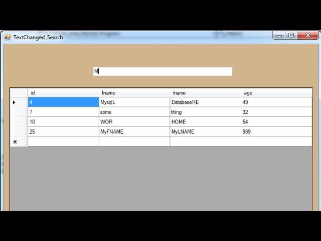 C# & MySQL - Search And Display In TextChanged Event Using C# [ with source code ]