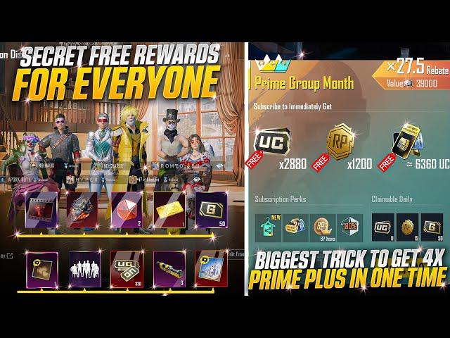 OMG  Secret Free Rewards For Everyone | Biggest Trick To Get 4x Prime Plus In One Time | Bgmi