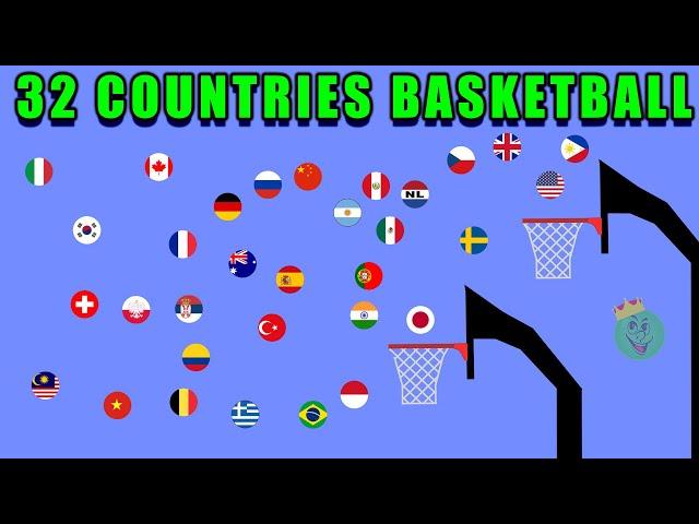 Basketball Marble Race with Countries in Algodoo \ Marble Race King