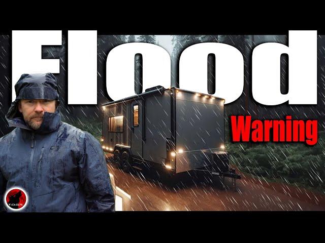 Flooding Rains With Strong Storms at the Off-grid Cabin - Overnight Camping Adventure