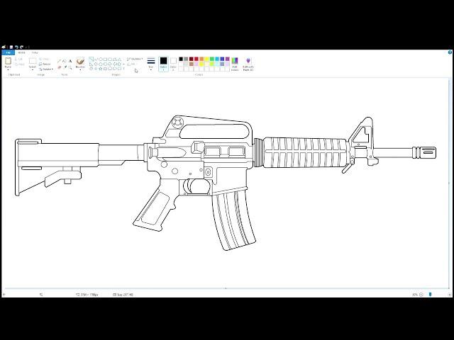 How to draw M4A1 Carbine using MS Paint | How to draw on your computer