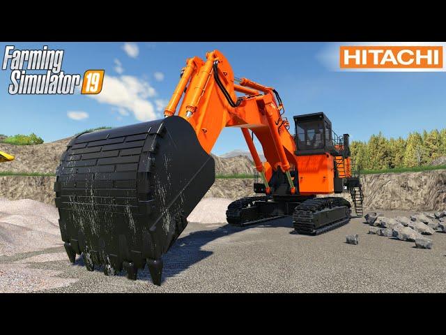 Farming Simulator 19 - HITACHI EX2600 Giant Mining Excavator Works In A Quarry