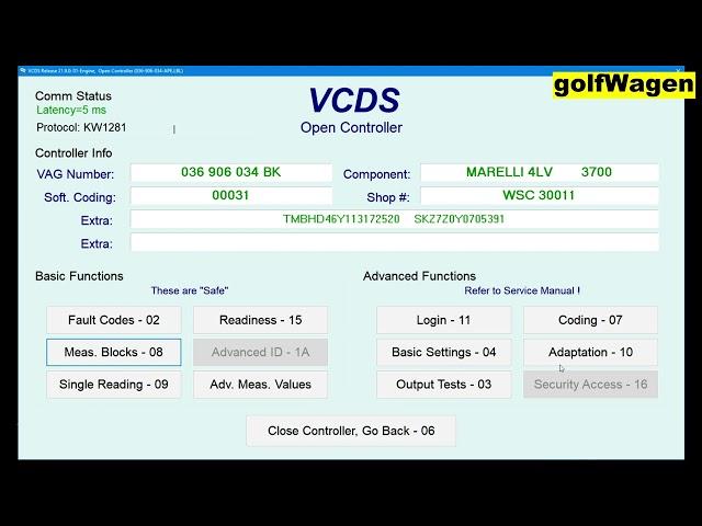 VCDS lambda self adaptation reset