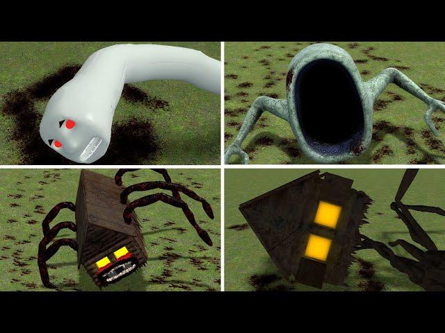 CURSED THOMAS, SEA EATER, HOUSEHEAD BUS EATER VS ALL TREVOR HENDERSON EVERY DEATH POSITION In GMOD!