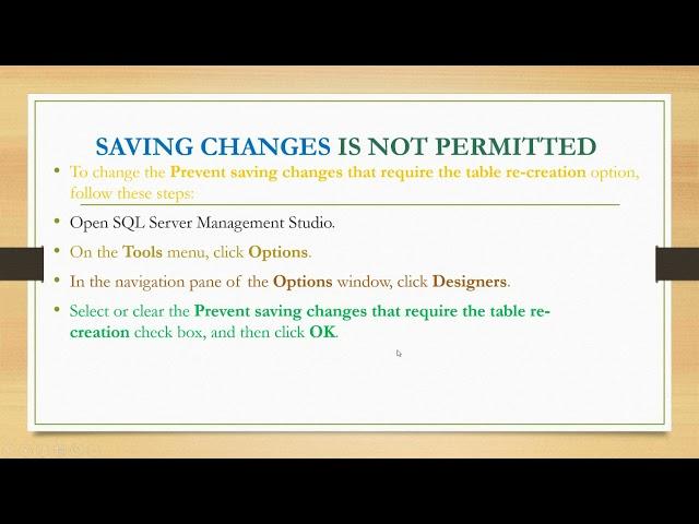 Saving Changes are not permitted in MS SQL