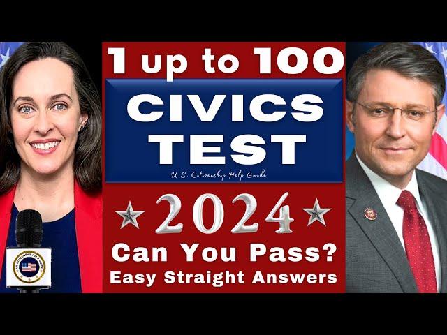 1 to 100 Civics Test 2024 Challenge with Easy Direct Answers, US Citizenship, Ciudadania Americana