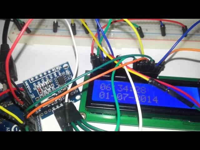 Showing time and date via ds1307 and 16X02 lcd