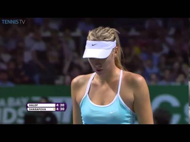 Maria Sharapova vs Simona Halep RR WTA Finals 2015 (DROP SHOT)