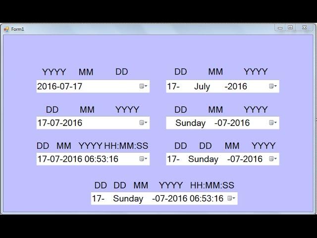 Set Different Types Of Custom Date Format in DateTimePicker in C#