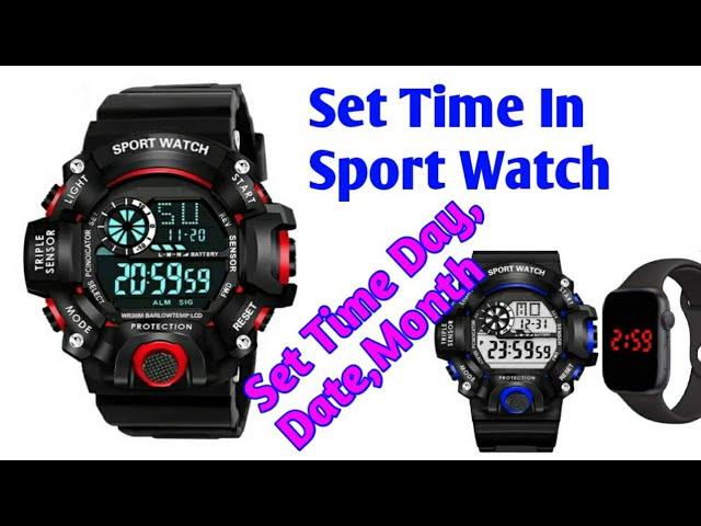 digital watch time setting //How To Set time t 58 Watch //New Sport watch Set time // set alarm