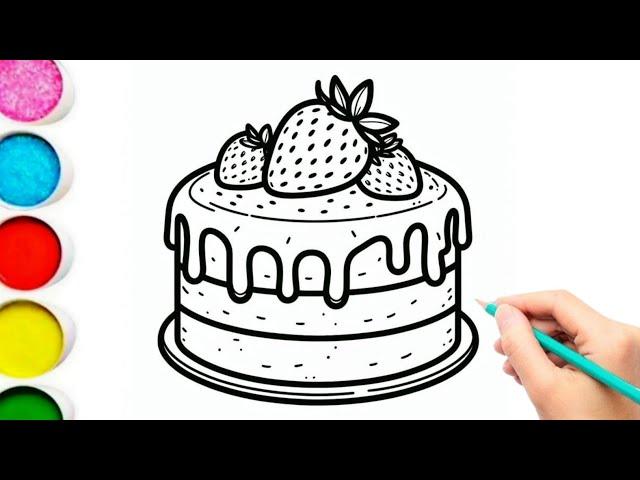 How To Draw Cute Cake  , Painting & Coloring For Kids and Toddlers_ ARTSNIPGENIUS