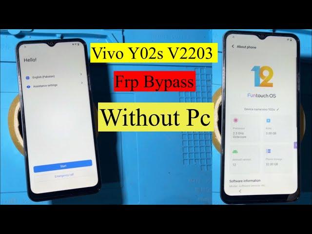 Vivo Y02s Frp Bypass Android 12 Without Pc | Vivo V2203 Google account bypass