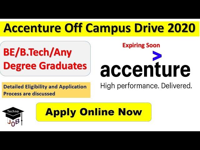 Accenture Mega Off Campus Recruitment Drive 2020 | B.Tech/Any Degree | Accenture Placement Drive