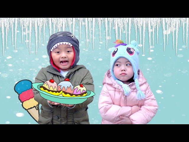 Melody and Ivan Play with Ice Cream Toys  in a Crazy Snow Day!