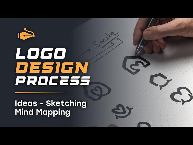 Logo Design Process - Idea, Mind Mapping, Sketching, Sketch to vector