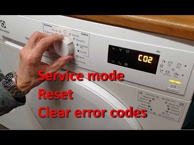 Service mode, reset error codes, Electrolux tumble dryer EDH3284PDW Condenser dryer 8KG Heat Pump