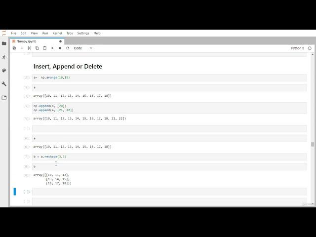 Insert, Append and Delete NumPy array