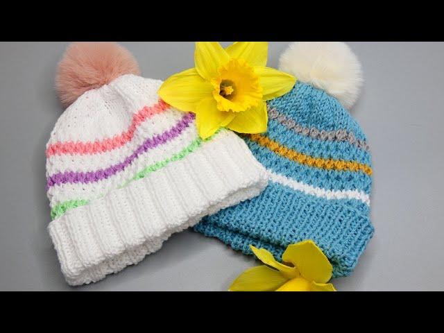 easy knit baby bobble hat / baby knitting design, knitting pattern baby hat, beginners friendly