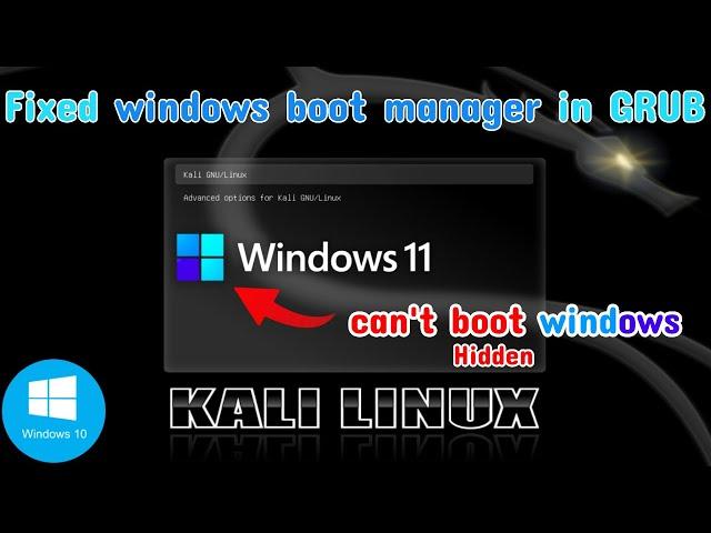 Windows 10/11 missing in Grub bootloader Kali linux/ubuntu