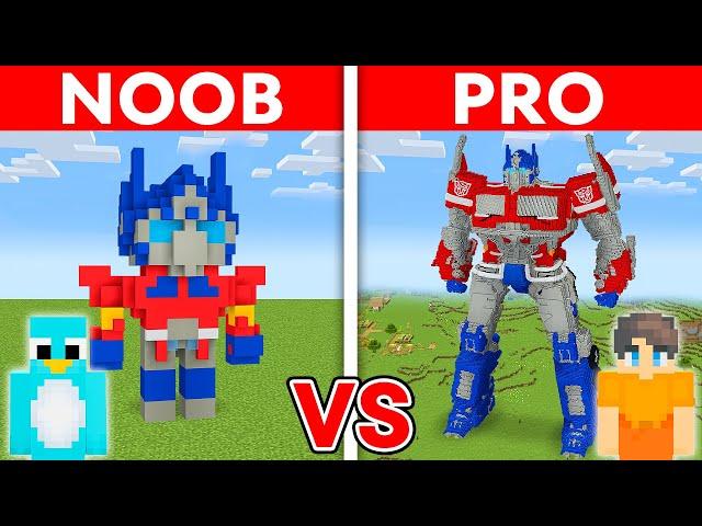 NOOB vs PRO: OPTIMUS PRIME Transformer House Build Challenge in Minecraft!