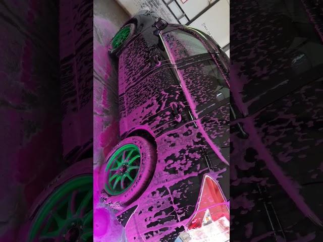 Pink foam, green rims rays, black subaru  #subaru #forester #foresterization #pink #black #green