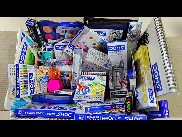 Unboxing Doms Stationery Collection, Doms Pencil case, Colour, Travel kit, Pencil,  Eraser, 3in1 kit