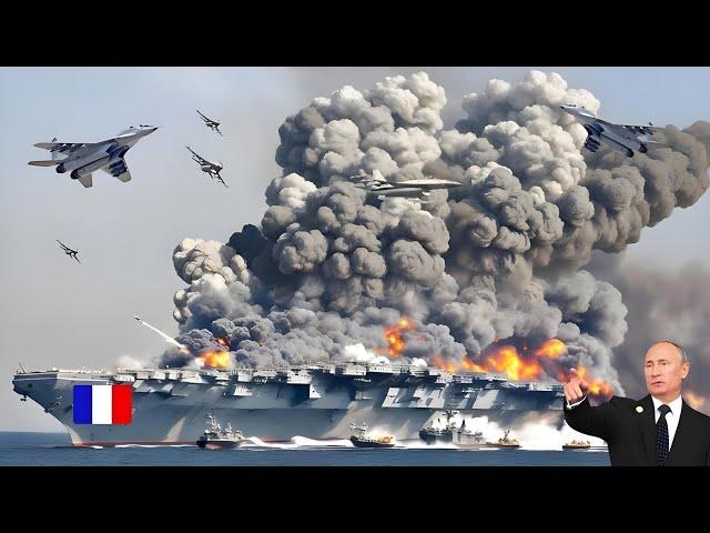 30 seconds ago, a Russian Yak 141 fighter jet destroyed a French aircraft carrier in the Black Sea.