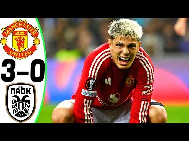 Manchester United vs PAOK 3-0 - All Goals and Highlights - 2024  GARNACHO