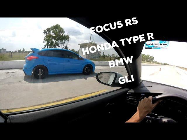 JETTA GLI MK7 VS FOCUS RS - HONDA TYPE R - BMW STAGE 2 - GLI - 1/4 DE MILLA PT.2