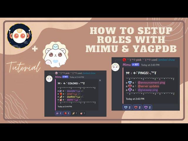 How to create mimu reaction roles | YAGPDB bot | tutorial | pinky | 2023