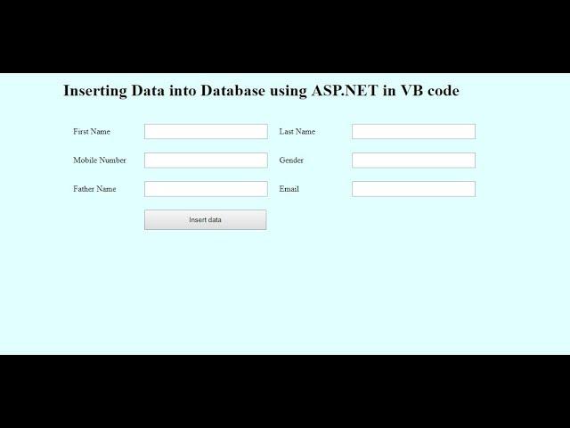 how to insert data into Database in ASP.NET using vb code