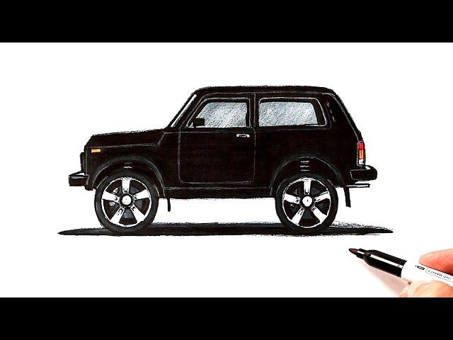 How to draw a black Niva | How to draw a car