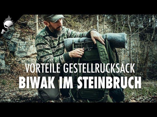 Vorteile Gestellrucksack LK35 – Biwak im Steinbruch, Lagerfeuer, Wildcampen, Kochen in Eisenpfanne