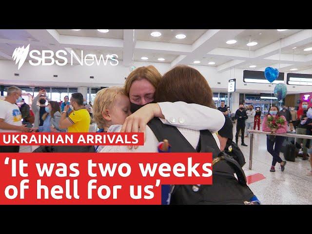 Airport reunions for Ukrainians arriving in Australia I SBS News