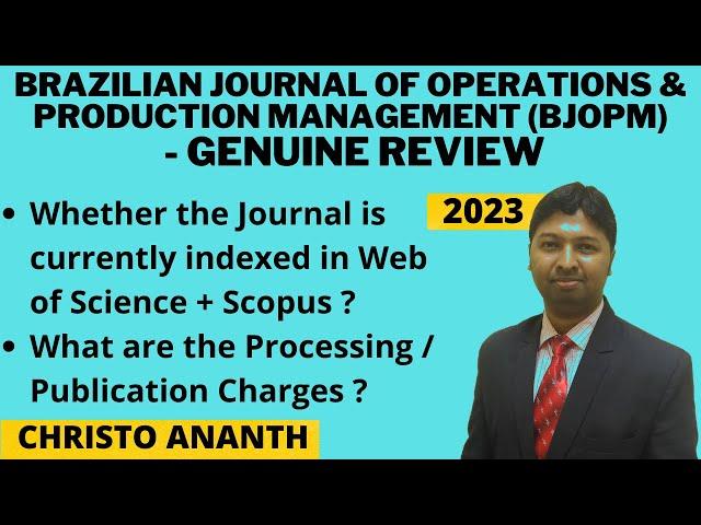 Christo Ananth - Brazilian Journal of Operations & Production Management -Scopus,WOS Review -English