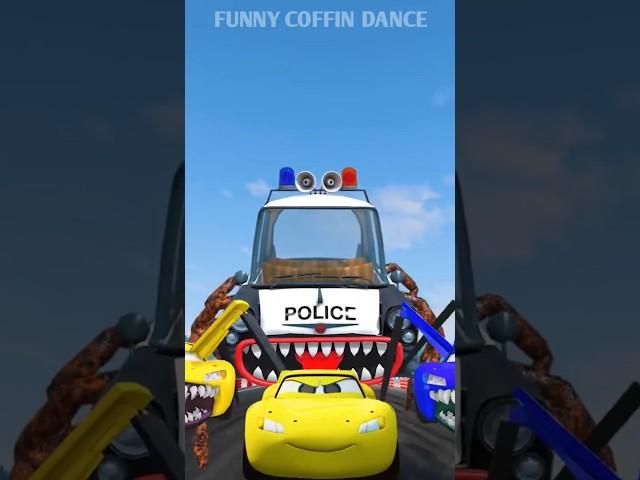Epic Escape From The Lightning McQueen Car Police Cartoons Eater - Coffin Dance Song Cover #shorts