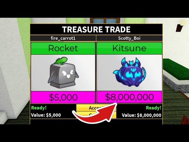 Trading Rocket to Kitsune fruit in Blox Fruits