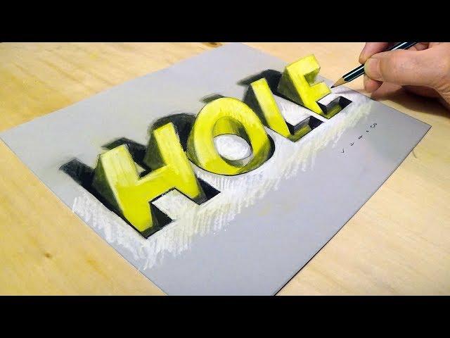 Drawing Hole Letters - 3D Trick Art by Vamos