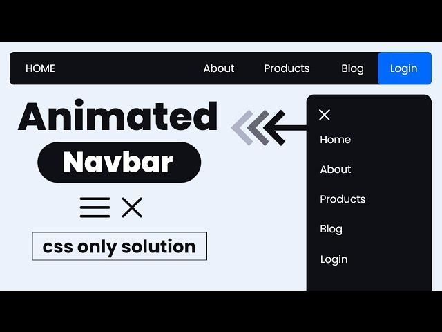 Create a RESPONSIVE NAVBAR with sidebar animation (CSS ONLY)