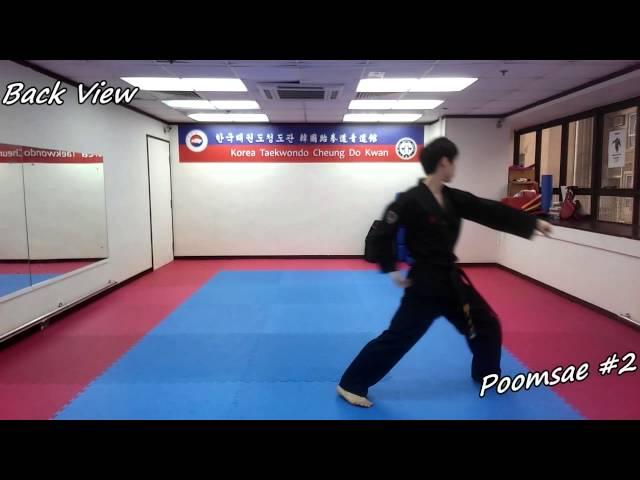 Taekwondo - Poomsae 2 (Yi Jang) Slow-motion, front and back view