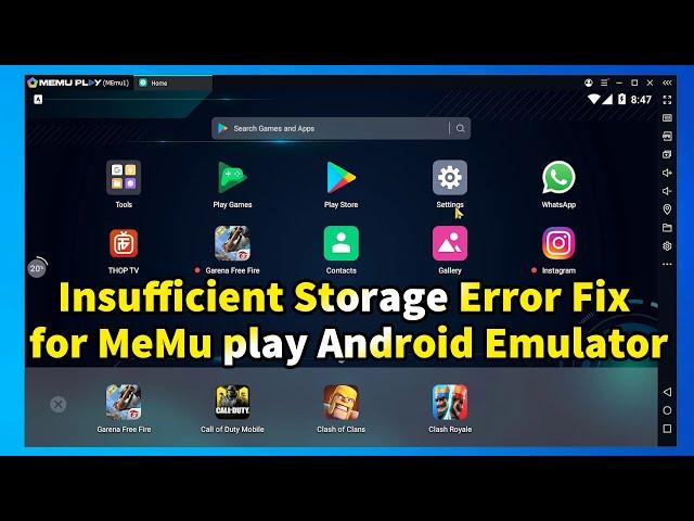 Insufficient Storage Error Fix for MeMu play Android Emulator