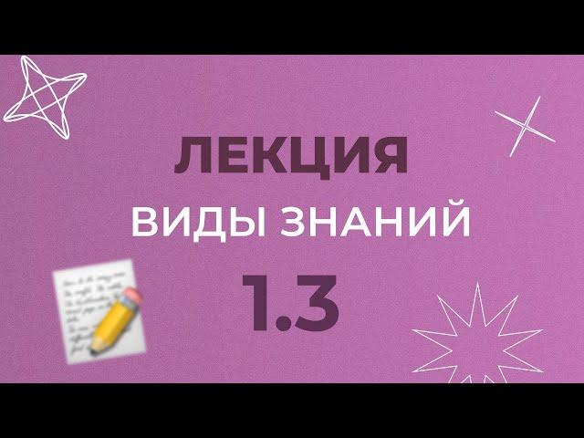 1.3 ВИДЫ ЗНАНИЙ