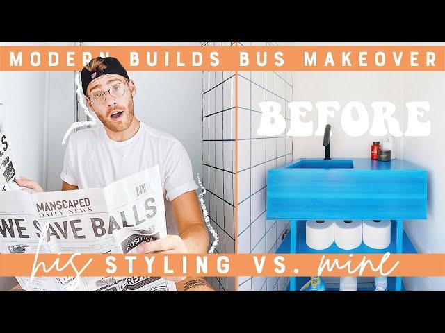 DIY BUS BATHROOM MAKEOVER | STARTING TO MAKEOVER MODERN BUILDS SCHOOL BUS TINY HOME CONVERSION!!!