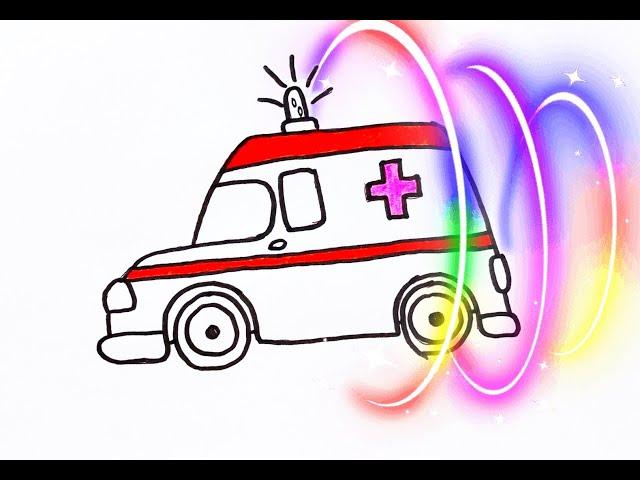 Как нарисовать машину скорой помощи.Мультик раскраска / How to draw an ambulance