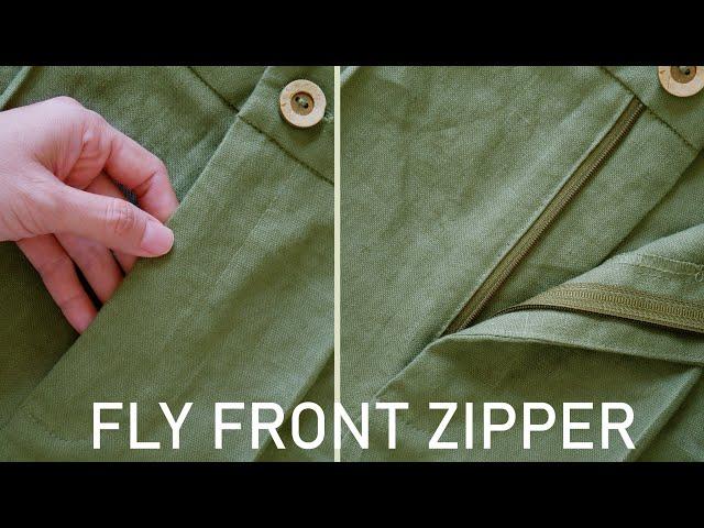 Fly front zipper sewing tutorial | How to sew zipper on pants easily