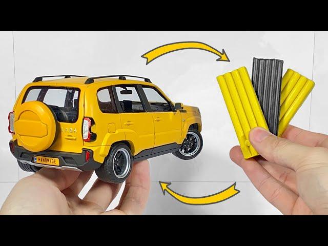 Turning plasticine into a car, Lada Niva Travel, 98 hours of work in 15 minutes