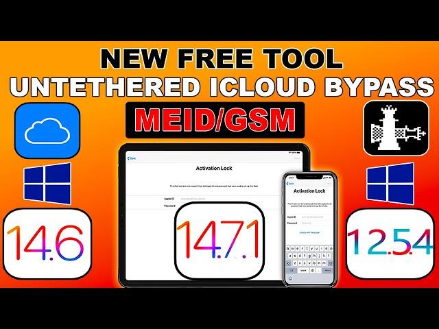 FREE Untethered iCloud Bypass MEID/GSM Windows iOS14.7/14.6/12.5.4 Facetime/Siri/iCloud/Notification