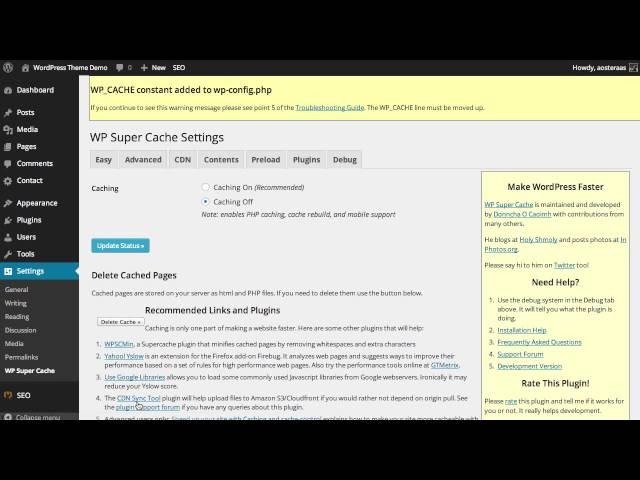 WP Super Cache: Installing & Configuring Basic Settings