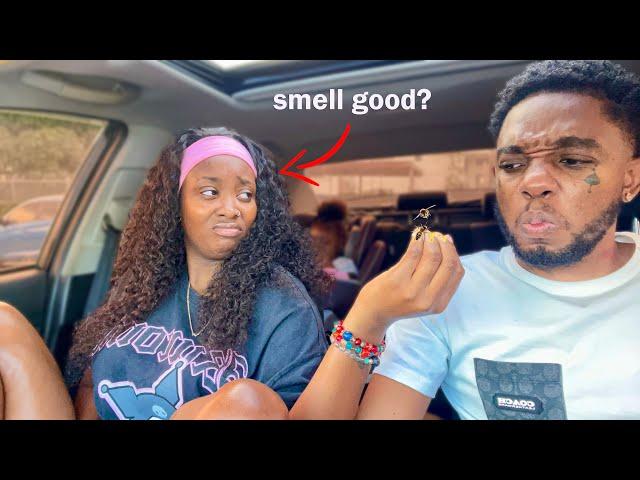 SCRATCHING THE BUFF THEN ASKING MY BOYFRIEND TO SMELL IT *Prank*