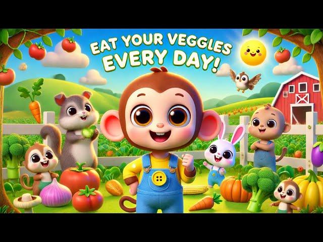  Monkey’s Colorful Veggie Song || Eat Your Veggies Everyday  🫑